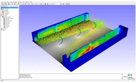 Simulation of particle filtering in an electrostatic precipitator.