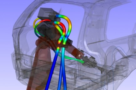 Cables attached to moving robot to predict wear.