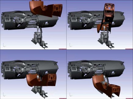 Is it possible to assembly the tunnel bracket? The IPS path planner finds a solution in less than 2 minutes. Even an experienced simulation engineer will struggle for days with this assembly verification (courtesy of Volvo Car Corporation).