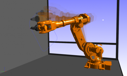 A robot moving with robot dynamics simulated