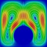 Cylinder Velocity field around a hot cylinder inserted in a cavity with cold walls.